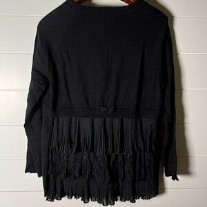 Leo & Ugo Black Back Ruffle Detail Button/Snap Front Cardigan Front Pockets Sz 4